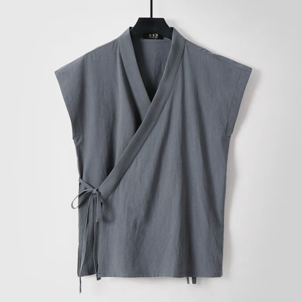 Men'S Kimono Accessories - Çin erkek pamuk keten kolsuz bluz