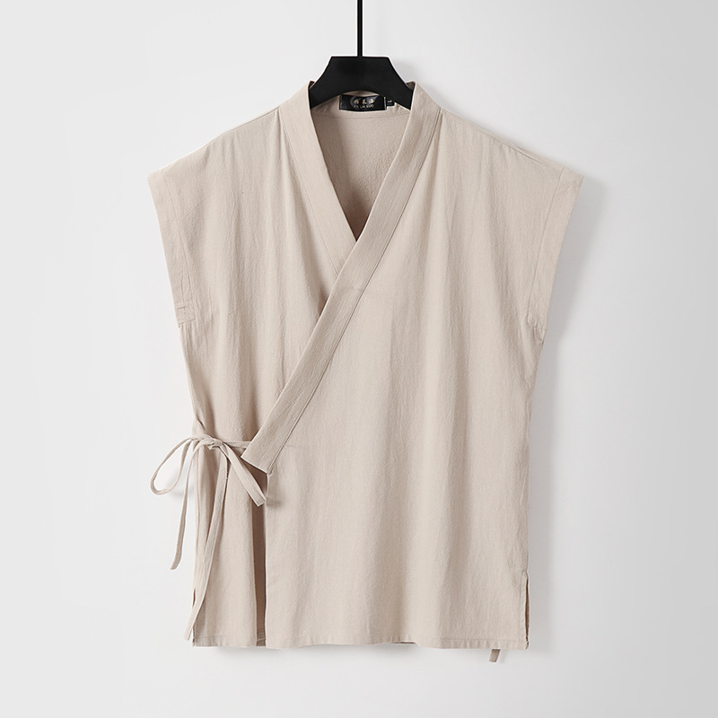 Çin erkek pamuk keten kolsuz b - Men'S Kimono Accessories incelemesi ve fiyatı